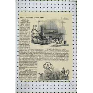   1851 Antique Print View Fire Engine Thames Shand Mason