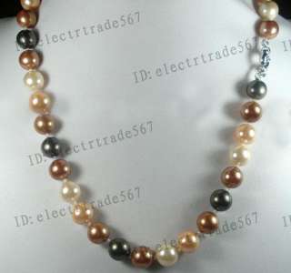 Charming12mm Multicolor Sea Shell Pearl Necklace  