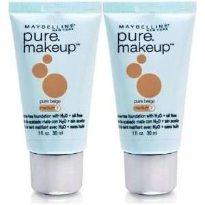 Maybelline Pure Makeup Foundation MEDIUM 2 PURE BEIGE (Qty, of 2 Tubes 