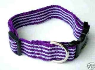 Fair Trade Dog Collar artisan woven Purple White med 