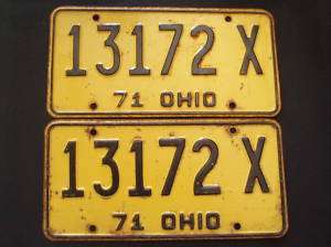1971 Ohio License Plates 13172 X  
