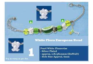   plumerias european bead so beautifully enameled silver plated european
