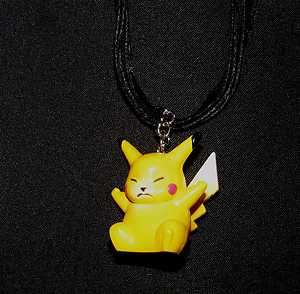 Cute Fighting/ Angry Pikachu Pokemon Character Charm Pendant Necklace 