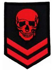 Red Skull Military Patch Embroidered Iron On Skeleton Brigade Emblem
