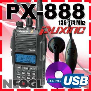 Puxing PX 888 VHF radio FREE earpiece 136 174 Mhz 2 way + FREE USB 