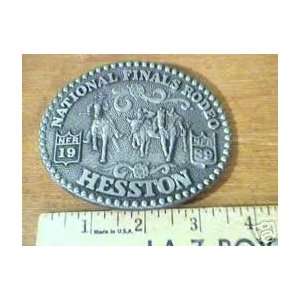 1989 Hesston/National Finals Rodeo Commemorative Belt Buckle    Pewter 
