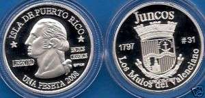   PESETA JUNCOS 2008 Puerto Rico Boricua Quarter 1/100 Plata  