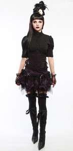   Victorian Mourning corset waist cincher goth gothic purple lace M