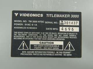 Videonics Video Titlemaker / Character Generator TM 3000  