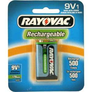 1pk 9V Size Rayovac Rechargeable Battery 170mAh NEW  