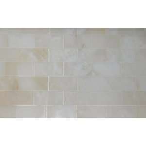   Small Sample of 2x4 White Onyx Polished Mosaic Tiles