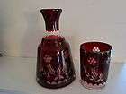 Antique Red overlay Wine or Water Decant