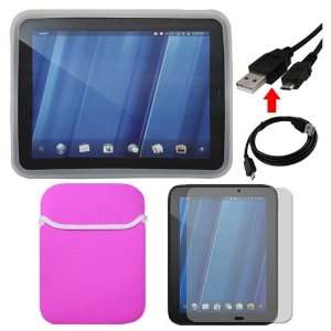 Trim Sleeve Case+HP Touch Pad Tablet LCD Screen Protector Guard+Black 