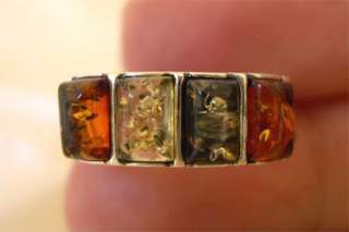 BALTIC AMBER & STERLING SILVER RING BAND 6, 7, 7.25, 7.75, 8, 8.25, 9 