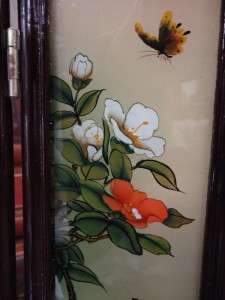 Vintage Chinese Reverse Painted Glass Wall Screen/Panel  
