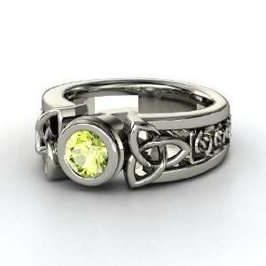 Celtic Sun Ring, Round Peridot Palladium Ring Jewelry