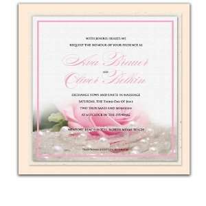   165 Square Wedding Invitations   Pink Rose n Pearls