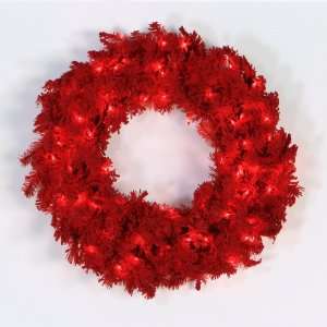   Artificial Christmas Wreath   Red Lights 