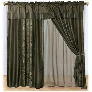   Embroidery Swirl Window Curtain/Drape Set+Sheer Backing Draperies