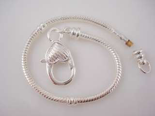 10 Silver Snake Chain Lobster Clasp Heart Charm Bracelets Fit European 