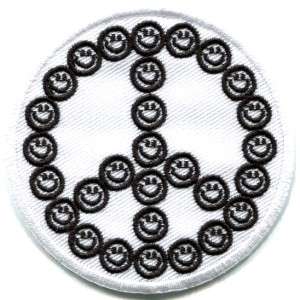 Smiley face peace sign hippie 70s iron on patch S 25  