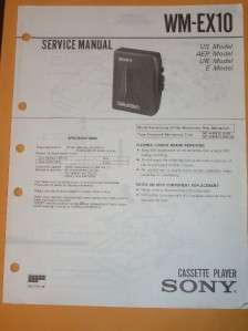 Sony Service/Repair Manual~WM EX10 Walkman Cassette  