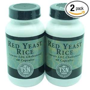  TSN Red Yeast Rice, 600mg, 60 Capsules (Pack of 2) Health 