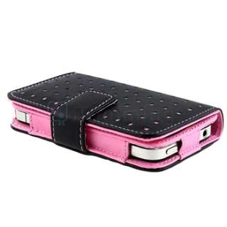   Dots Leather Wallet Flip Cover Case for iPhone 4 4S 4G Verizon Sprint