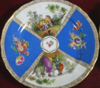 Set of 10 Antique Quatrefoil Decorated Dresden Plates ca. 1900  