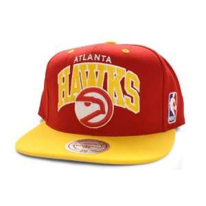  Atlanta Hawks Vintage Snapback Hat Red Yellow Sports 