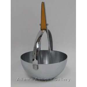 Revere Alaskan Chrome and Bakelite Ice Bowl and Tongs  