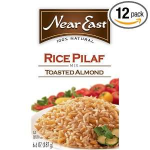 Near East Toasted Almond Rice Pilaf Mix, 6.6 Ounce Boxes (Pack of 12 