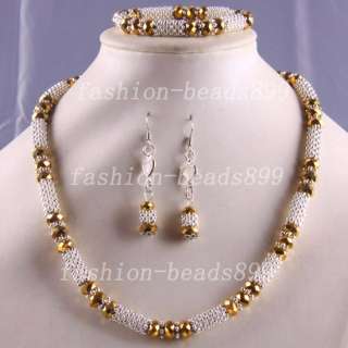 Fashion Swarovski Crystal Beads 18KGP Necklace Bracelet Earrings 