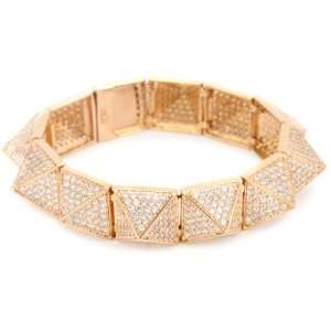   nOir Tapers and Spikes Rose Gold Full Pave Pyramid Bracelet Jewelry