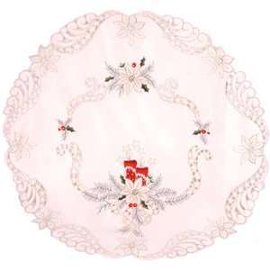  Round Christmas Candle Doily Ecru