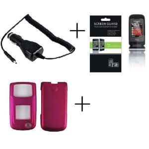 SAMSUNG RUGBY II A847 Rose Red Rubberized Hard Protector Case + Screen 