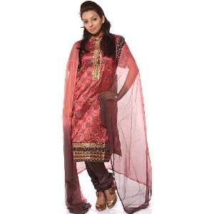  Redwood Salwar Suit with Bootis Woven in Silver and Golden 