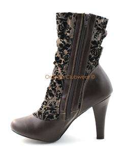 DEMONIA Tesla 106 Steampunk Tweed Womens High Heels Ankle Boots 