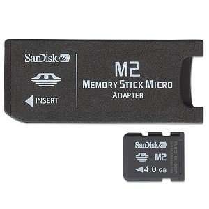  Sandisk 4GB M2 Memory Stick Micro w/ MS PRO Adapter 