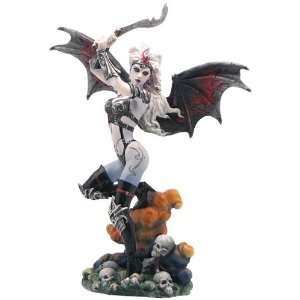  Gothic Bat Lady with Scimitar Fantasy Sculpture