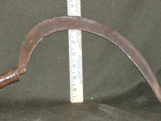 Antique Hooked hand sickle w wood handle  