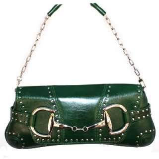 Horsebit Buckle Studded Clutch Shoulder D Green Handbag  