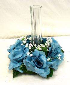   CANDLE RINGS Silk Roses Wedding Flower Centerpiece Unity Candle  