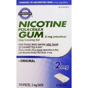Nicotine Gum, 2 mg., original flavor, 110 pieces (Compare to Nicorette 