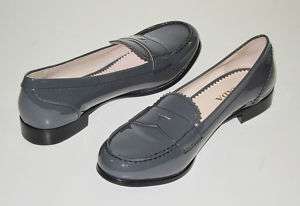 Prada NEW Gray Patent Leather Loafer  