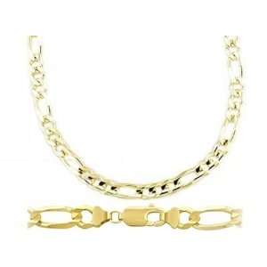 Solid 14k Yellow Gold Chain Figaro Necklace Heavy Link Mens 8.5mm , 24 