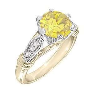 Golden Topaz Solitaire November Birthstone Ring with Accent Stones (12 