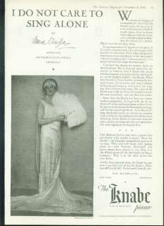 1928 The Knabe Piano Co. MADAME JERITZA Vintage Ad  