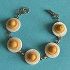 Vintage Pearl Bead & Molded Bakelite Button Bracelet 26