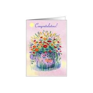  GED Graduation Congrats, Sprinkler Full of Flowers Card 